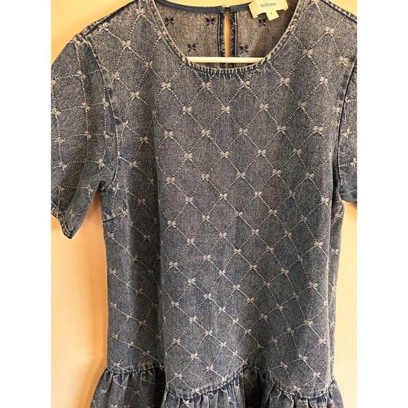 Bohme Zaida Bow Baby Doll Dress Small Short Sleeve - Picture 4 of 7